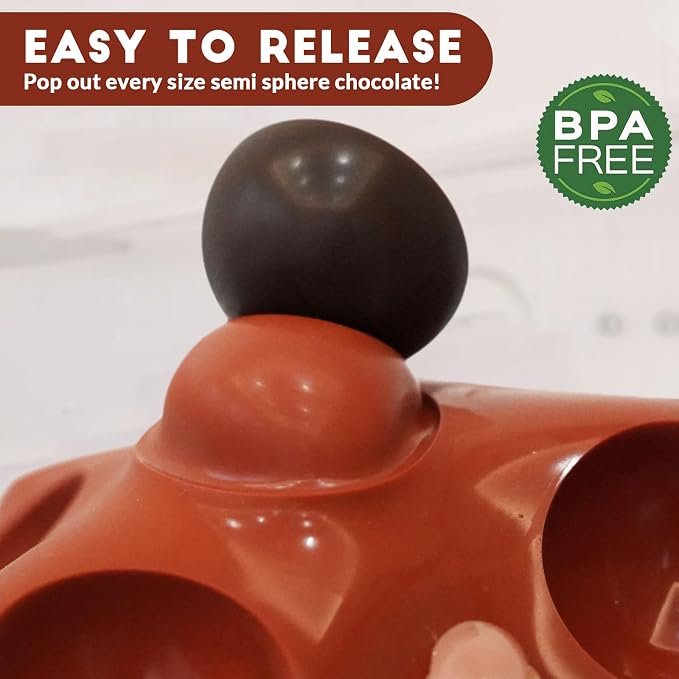 HKNMTT Silicone Semi-Sphere Molds 24 Cavities 2-Pack 1.2" for Chocolate Truffles Jelly Fat Bombs Gelatina, Small Baking Round Half Sphere Candy Moulds, Homemade Freeze Food Grade BPA Free Oven Safe - Image 3