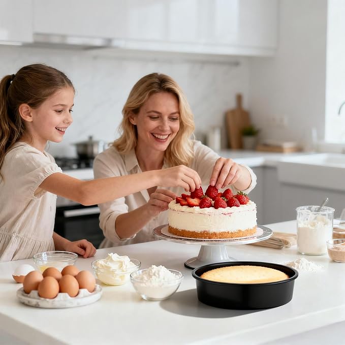Beasea 10 Inch Cake Pan Set of 3, Large Carbon Steel Round Cake Pans for Baking, Heavy Duty Large Cheesecake Mold Tin Bakeware for Birthday Party Wedding - Image 7