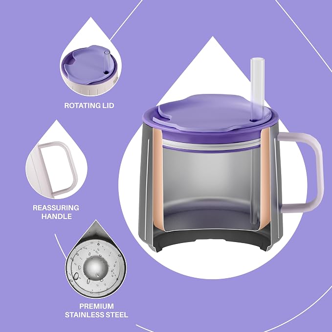 Ideus 14 oz Insulated Coffee Mug with Handle and Lid, Double Wall Stainless Steel Vacuum Thermal Coffee Mug, Travel Coffee Cup for Home and Office, Violet - Image 3