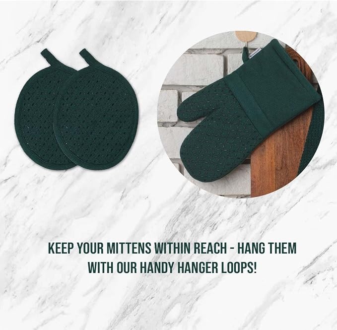 LANE LINEN Dish Towels and Dishcloths Sets - 16 Pc Kitchen Mitts and Pot Holders, 100% Cotton Kitchen Dish Rags for Washing Dishes - Green - Image 5