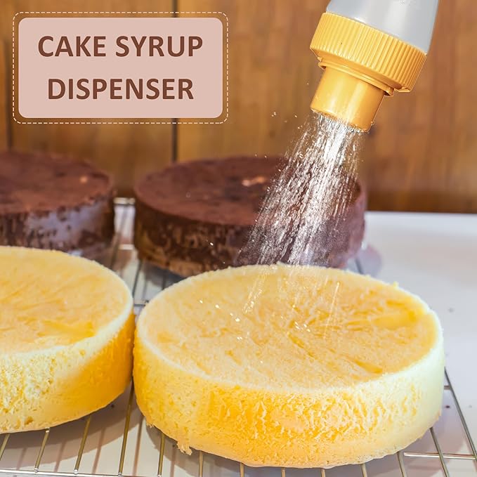 Havawish 2 Pcs Cake Syrup Dispense 12 Oz/350ml Graduated Plastic Squeeze Bottle for Soaking Honey Syrup Rain Spray Bottle with Sealing Lid Easy Storage Reusable Baking Tools (Yellow)