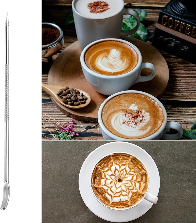 uxcell Stainless Steel Coffee Latte Art Pen, 2Pcs135mm/5.31" Coffee Fancy Tool for Latte Espresso Decorating