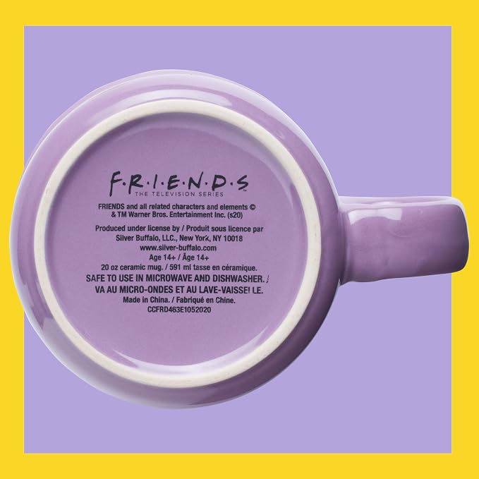Silver Buffalo FRIENDS Central Perk Smelly Cat, Ceramic Camper Mug, 20oz | Iconic Orange Couch and Guitar, Pheobe's, 0.59 Liters - Image 7
