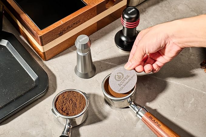 IKAPE 51mm Espresso Puck Screen, Reusable Professional Barista Portafilter Coffee Dosing Cup Set for Espresso Machine 51mm Bottomless Naked Portafilter (Espresso Set)