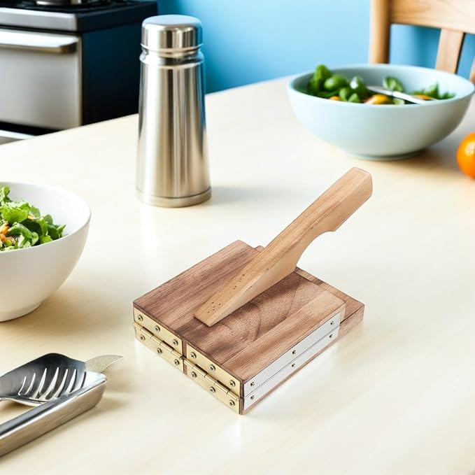 Alipis Wooden Dumpling Press Mould Manual Dough Presser Kitchen Dumpling Mold Tool with Stainless Steel Creation and Efficient Preparation at Homemade Gatherings - Image 8