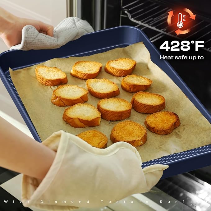 Baking Pans Set 8-Piece Bakeware Sets, Baking Sets for Cooking Oven Pan Set | Nonstick Oven Pan Set, Baking Sheet Set, Cookie Sheets for Baking, Muffin Pan, Ceramic Coated Blue - Image 6