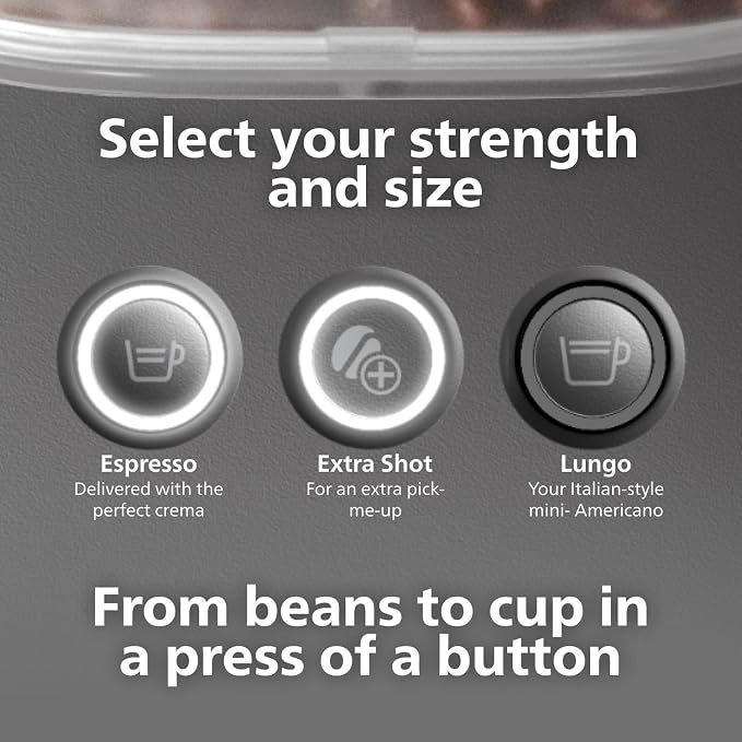 Philips Baristina Espresso Machine+Milk Frother Bundle. Real espresso. Compact coffee machine, portafilter, grinder, Cafe Crema. Dairy & Non-Dairy Milk foam​. Hot & Cold. Easy Clean. Black (BAR303/60) - Image 5