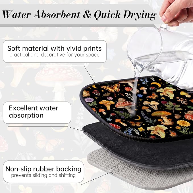 Forest Aesthetic Dish Drying Mat for Kitchen Counter Coffee Bar 18x24 in | Decorative Non Slip Absorbent Kitchen Dishes Drainer Mat, with Anti-slip Rubber Backing & Hanging Loop, for Sink, Home Gift - Image 4