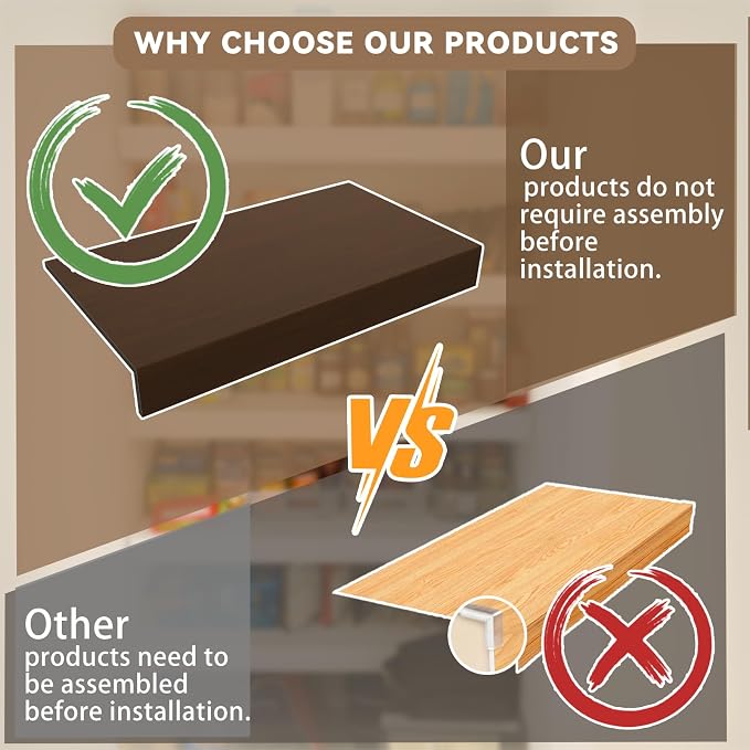 Walnut 40x12in 5-Pack Faux Wood Shelf Covers for Wire Shelving – Cut with Utility Knife, No Tools, Waterproof & Fireproof – for Pantry, Closet, Laundry, Bathroom, Basement - Image 4