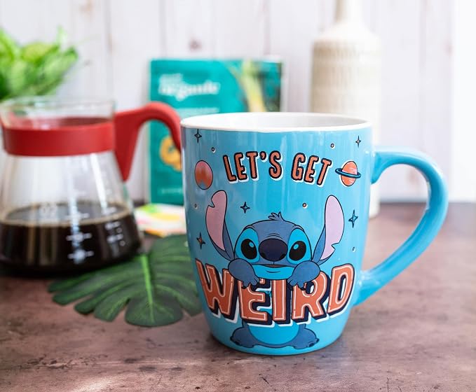 Silver Buffalo Disney Lilo and Stitch Get Weird Quote, Ceramic Mug, 25oz | Let's, Jumbo Cup, 0.74 Liters - Image 5