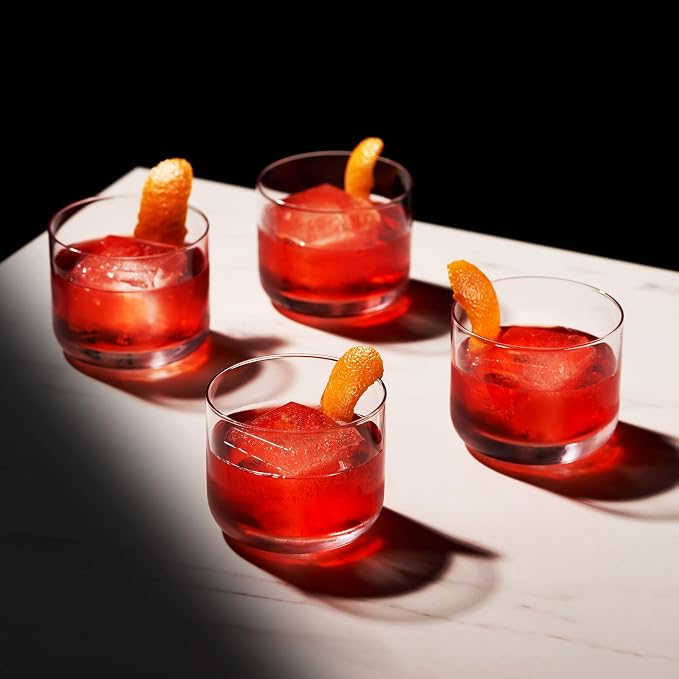Viski Raye Crystal Negroni Glasses, Lowball Cocktail Glasses Premium Crystal Glassware, 8oz Tumbler Glasses Set of 4 - Image 4