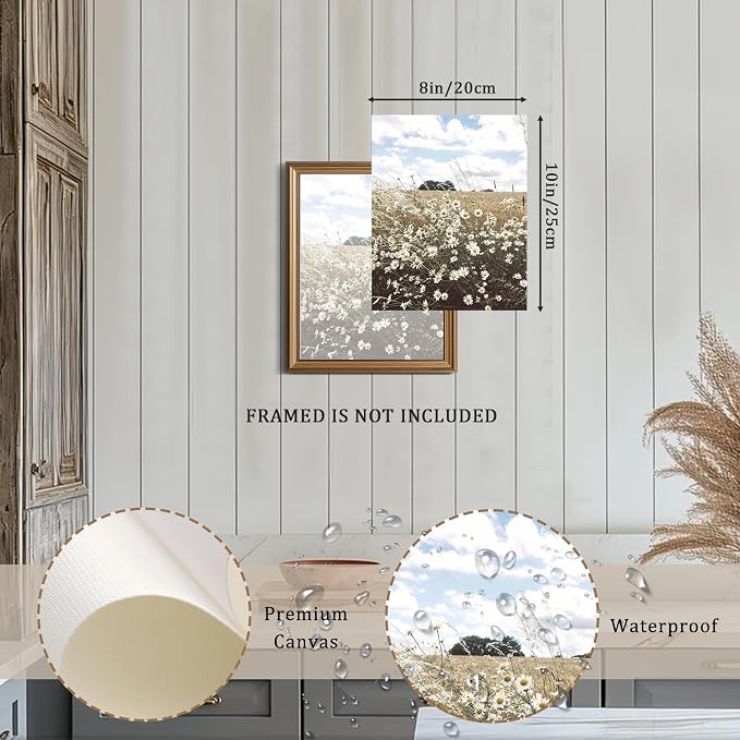 XOCUUI Wall Art for Living Room Landscape Canvas Wall Decor Meadow with Flowers Vintage Paintings Classical Wildflower Field Scene Boho Floral Pictures Decor Gifts for Bathroom Bedroom 8x10 Unframed - Image 3