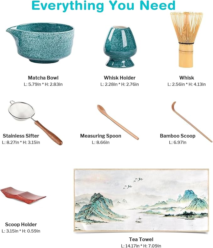 Premium Matcha Ceremony Set – Complete 9-Pcs Ritual Kit – Presented in Luxury Magnetic Gift Box, Perfect for Gifting or Self-Care (Parrot Green)