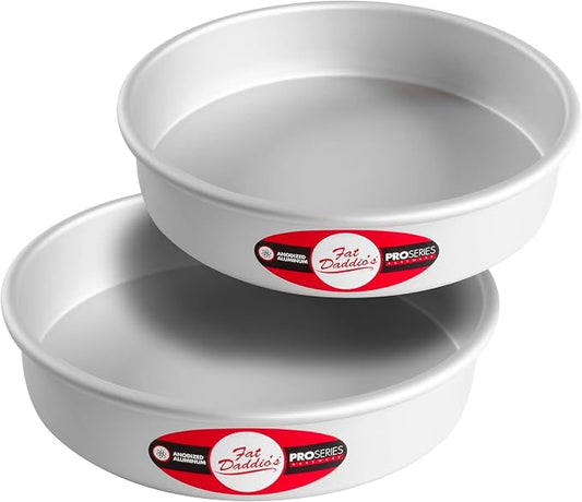 Fat Daddio's Anodized Aluminum Round Cake Pans, 2 Piece Set, 9 x 2 Inch by FatDaddios