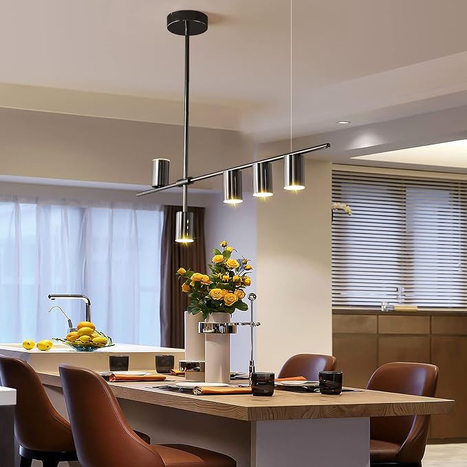 Siittoo 39" Modern LED Pendant Light, Dimmable Black Kitchen Island Light | 35W Adjustable LED Pendant with Remote, 3000K-6000K Dimming for Kitchen Island, Dining Room & Office - Image 2