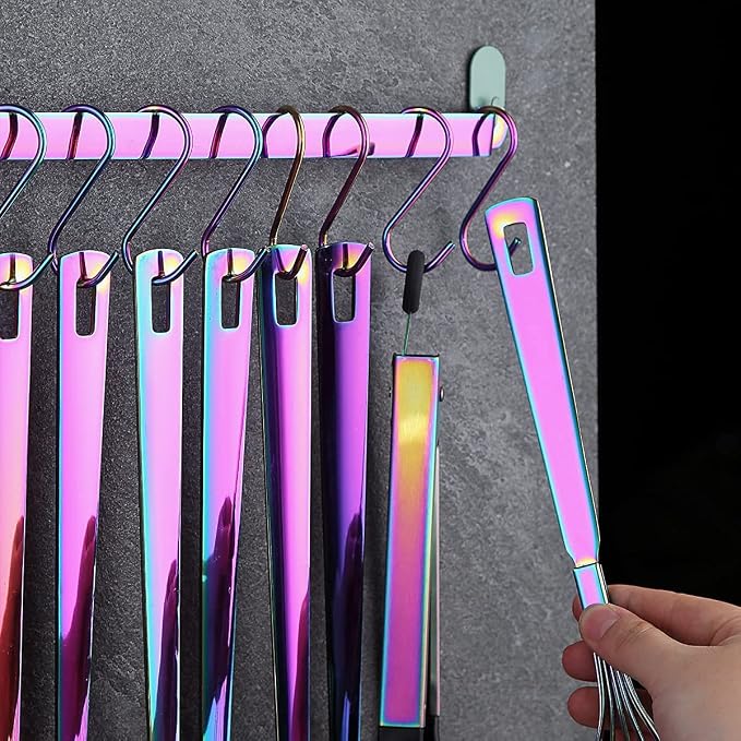 Rainbow Cooking Utensils Set, Kyraton Stainless Steel 37 Pieces Kitchen Utensils Set with Titanium Colorful Plating, Kitchen Tool Gadgets Set with Utensil Rack Heat Resistant Dishwasher Safe - Image 8