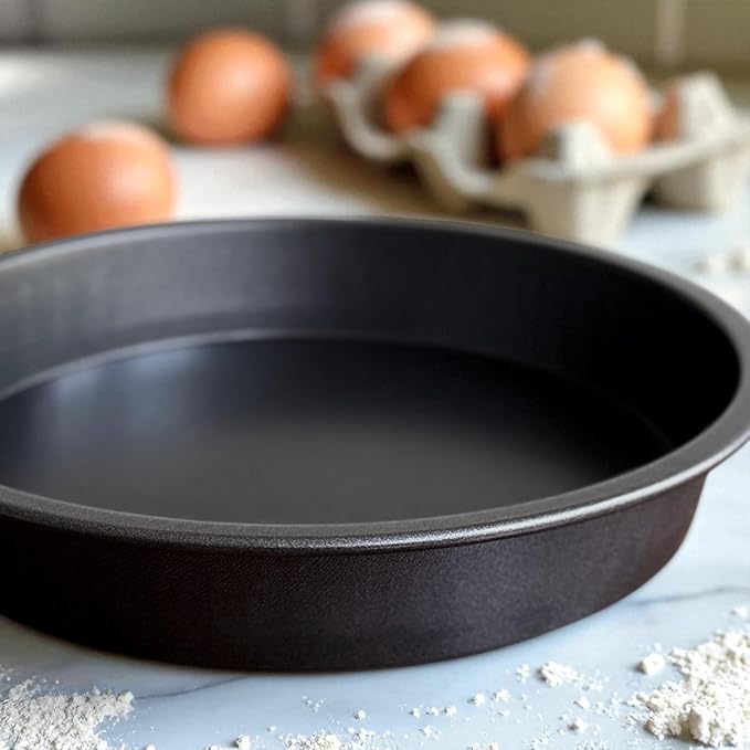 3 Pack 9" Round Nonstick Steel Cake Pan, Dark Gray, 22.9 cm | Set of 3, Nonstick Coating, Steel Construction, Dark Gray Finish, 9 Inch Round - Image 5