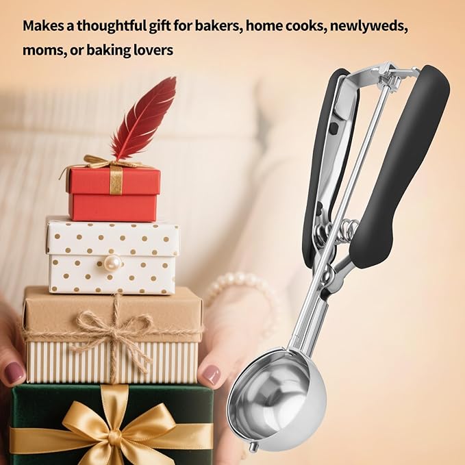 Large Cookie Scoop 3 Tablespoon, Size #20 Dough Scoops for Baking, Trigger Ice Cream Scooper, Stainless Steel Portion Scoop for Jumbo Cookies, Pancakes, Cupcakes, Meatballs