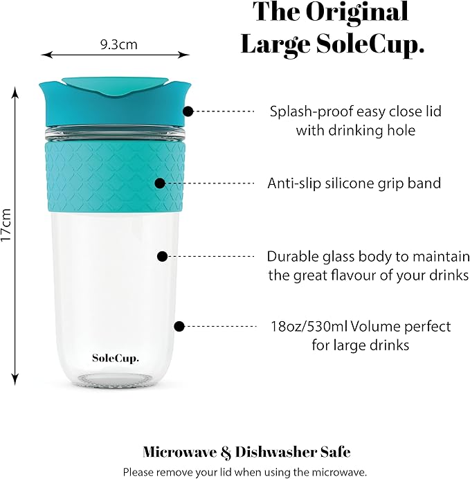 Large Travel Mug - Reusable Insulated Coffee Mug - 18oz/530ml BPA-Free Hot Drink Travel Mug with Lid & Silicone Band (Blue, 18oz)