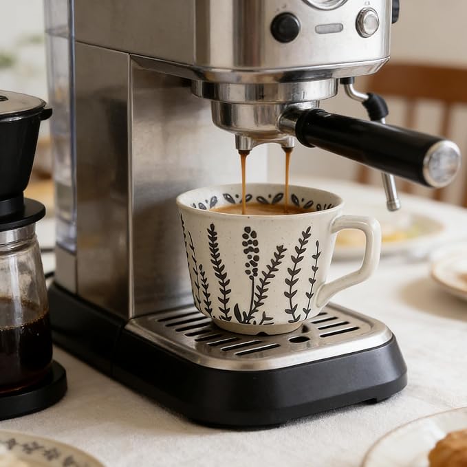 Vintage Ceramic Mug Set - 12 oz Unique Ceramic Coffee Mugs & Tea Cups with Hand-Drawn Patterns, Dishwasher & Microwave Safe, Ideal Gift - Image 4