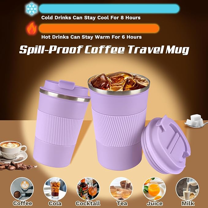 Vacuum Insulated Stainless Steel Travel Coffee Mug,Leak Proof Cup with Lid | 304 stainless steel mug with vacuum insulation, leak proof lid, silicone grip and car cup holder friendly design - Image 2