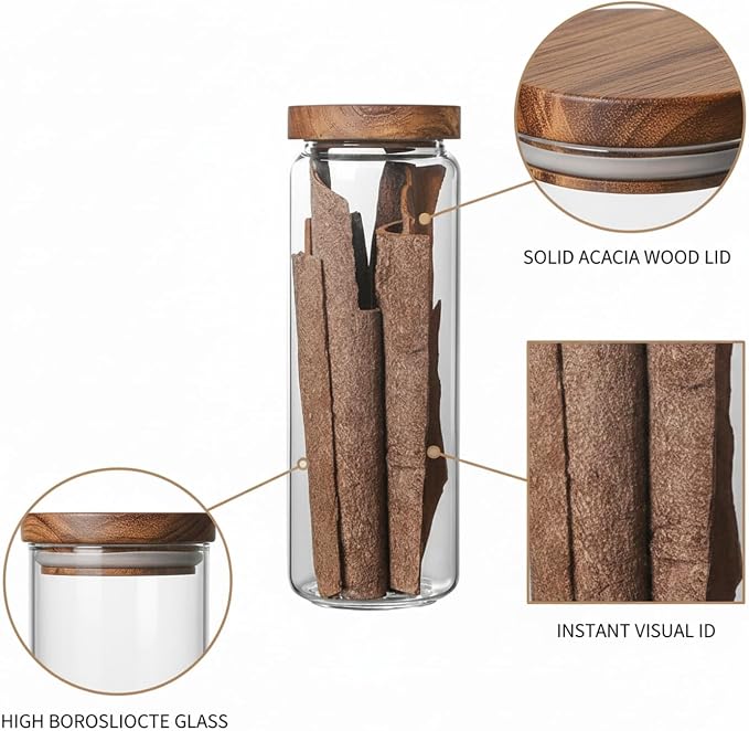 Clear Glass Storage Jar with Acacia Wood Lid for Pantry Organization - High Borosilicate Kitchen Canister - Image 6