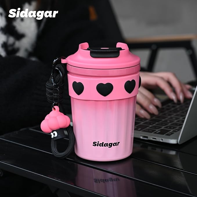 SDGA+ 12 oz Travel Coffee Mug Spill Proof Leak Proof, Stainless Steel Thermal Coffee Cup with Lid, Resuable Cup for Hot and Cold, Portable Tumbler for Women, Pink - Image 4