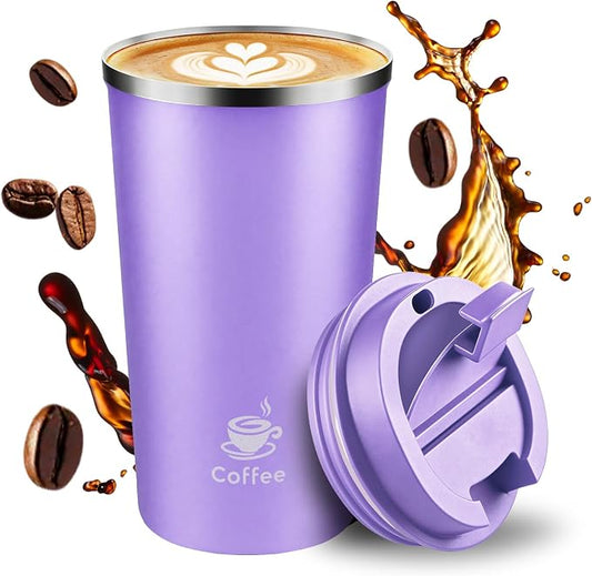 17oz Travel Coffee Mug ,Leakproof Vacuum Coffee Cup Insulated Tumbler | 304 Stainless Steel, Double-Wall Vacuum Insulated, Leakproof, Fits Hot & Cold Drinks Car Cup Holders, Travel, Office by Unknown