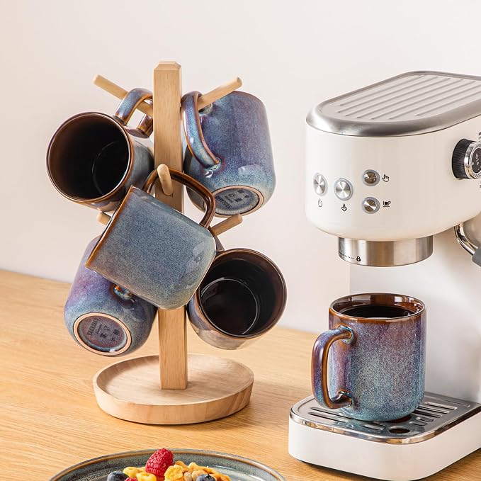 vancasso Coffee Mugs Set of 6, 12 Oz Ceramic Coffee Cups with Handle, Ceramic Unique Glaze Coffee Cup for Cappuccino, Latte, Tea, Cocoa, Dishwasher & Microwave Safe Gift Sets, Blue, Series ONION - Image 6