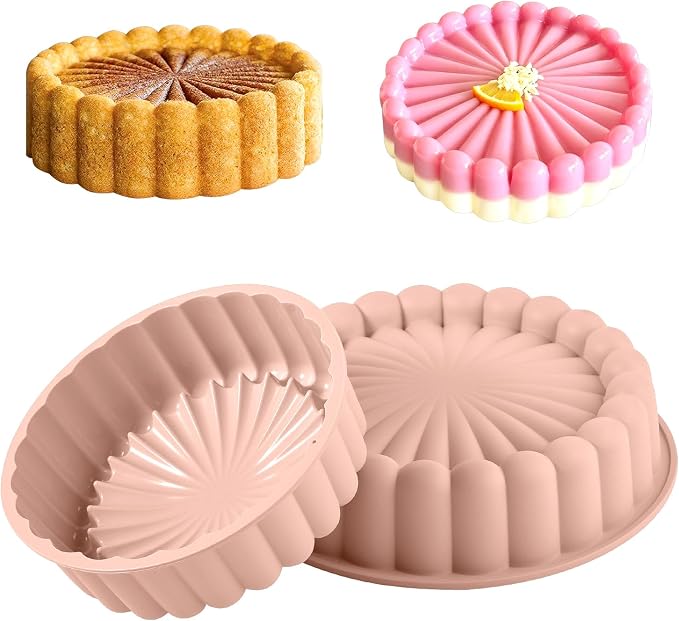 10 Inch Silicone Cake With 8 Inch Pan Set (2 Pack) - Nonstick Baking Mold for Pound Cake, Jello, Bread & Brownies, Dishwasher Safe by FunSiltasy