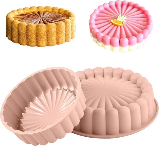 10 Inch Silicone Cake With 8 Inch Pan Set (2 Pack) - Nonstick Baking Mold for Pound Cake, Jello, Bread & Brownies, Dishwasher Safe by FunSiltasy