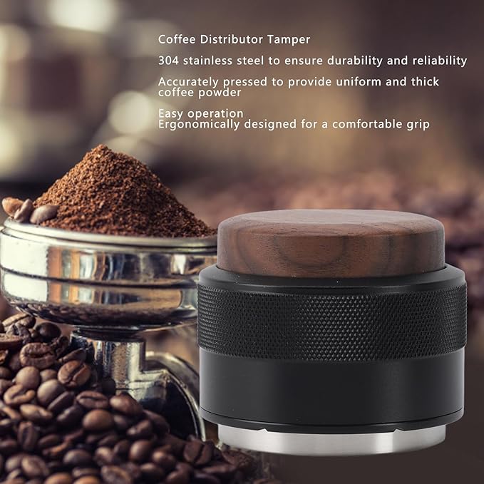 Coffee Distributor and Tamper, Dual Head Coffee Leveler Fits for Portafilter, Espresso Hand Tamper, Professional Adjustable Depth Espresso Hand Tamper(51mmblack)