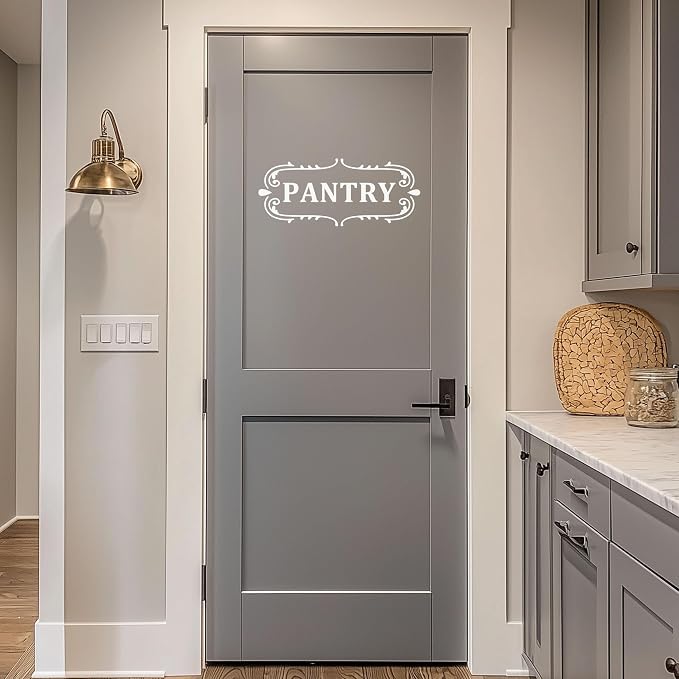Pantry Room Vinyl Decal, Kitchen Pantry Door Decal, Pantry Door Sign, Farmhouse Kitchen Decor Vinyl Sticker (18.1 x 7.6 inch, White) - Image 3