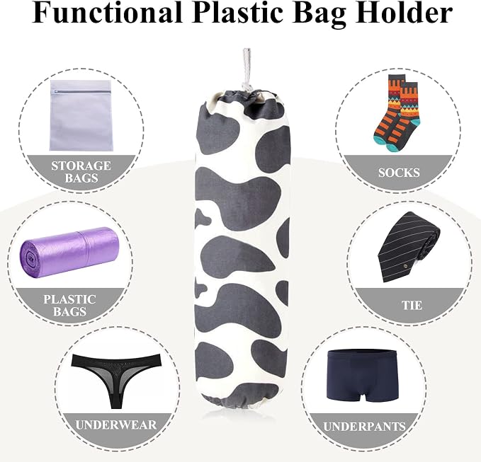 Plastic Bag Organizer, Wall Mount Dispenser, Heavy Duty Grocery Storage, Hanging Shopping Holder for Home Kitchen (Black Spots) - Image 4
