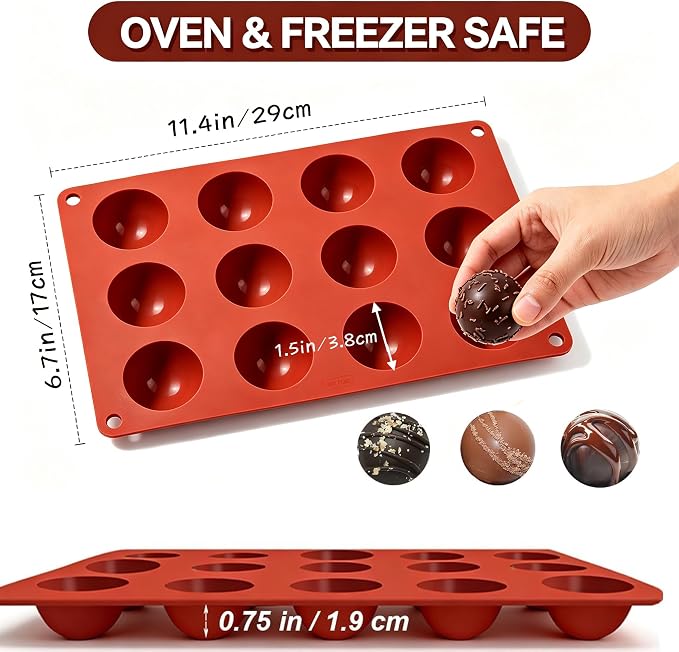 Small 15-Cavity Semi Sphere Silicone Molds Non-Stick,2 Packs Half Sphere Silicone Baking Molds for Making Jelly, Chocolates and Cake - Image 2
