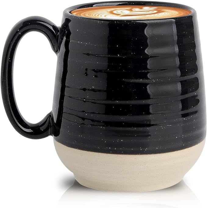 HASENSE Large Coffee Mug, 20 oz Ceramic Coffee Cup with Comfortable Handle for Office and Home, Ideal for Coffee Tea Latte, Dishwasher Microwave Safe, 1 PCS(Black) by Hasense