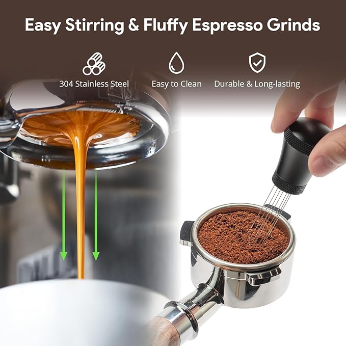 Espresso Accessories Kit WDT Tool: 51mm Espresso Tamper Set Espresso Tools Barista Tools Espresso Kit Including WDT Tool Espresso, 51mm Tamper with Tamper Mat | Espresso Bar Accessories Coffee Tools