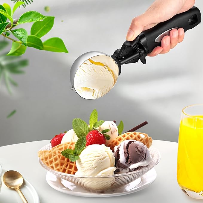 Ice Cream Scoop with Trigger, 4.9 Tbsp Cookie Scoop for Baking, 2.45 Oz Cookie dough Scooper, Large Ice Cream Scooper, Stainless Steel Portion Scoop,72.7 ML