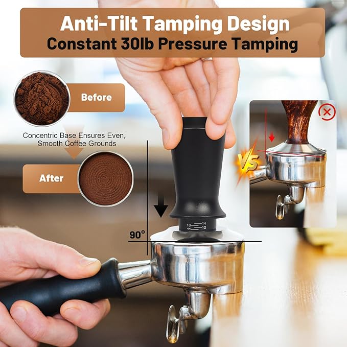 58mm Espresso Tamper Kit - Dual-Spring Calibrated Coffee Tamper, 8-Needle WDT Tool Espresso Distribution Tool, Magnetic Aluminum Dosing Funnel, Reusable Puck Screen, Fit for 58mm Portafilters