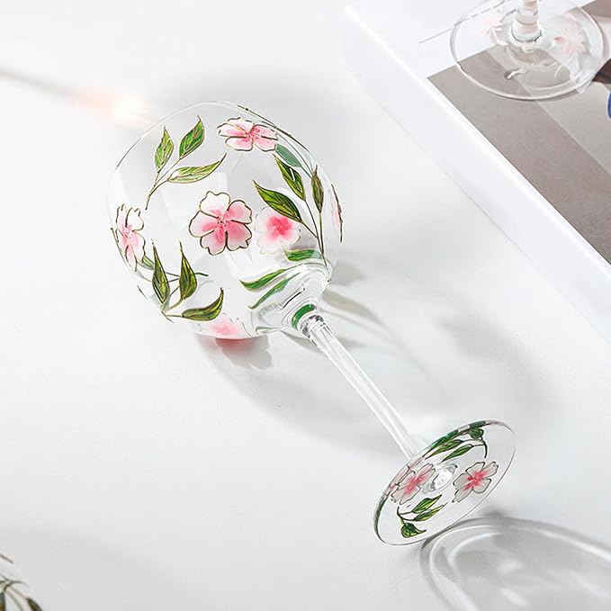 Unique Glass Goblet with Intricate Hand Painting Wine Glass Transparency High-Arched Cup Glassware for Gifting Drinkware Wine - Image 9