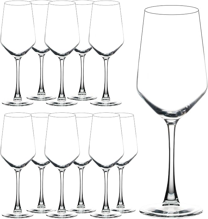 YANGNAY Wine Glasses (Set of 12, 13 Oz), Clear Wine Glasses for Red or White Wine, Smooth Rim, Dishwasher Safe by YANGNAY