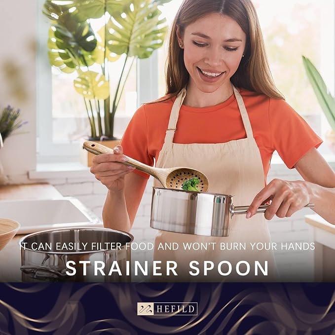 Wooden Spoons for Cooking, 8-Piece Acacia Wood Utensil Gift Set | Spoons and spatulas stir, mix, flip and serve; gift-ready box makes it ideal for housewarmings, weddings and new kitchens. - Image 3