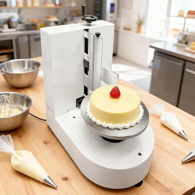 Semi Automatic Birthday Cake Smoothing Coating Machine, Cakes Decorating Cream Coating Machine Turntable with Graduated Scraper