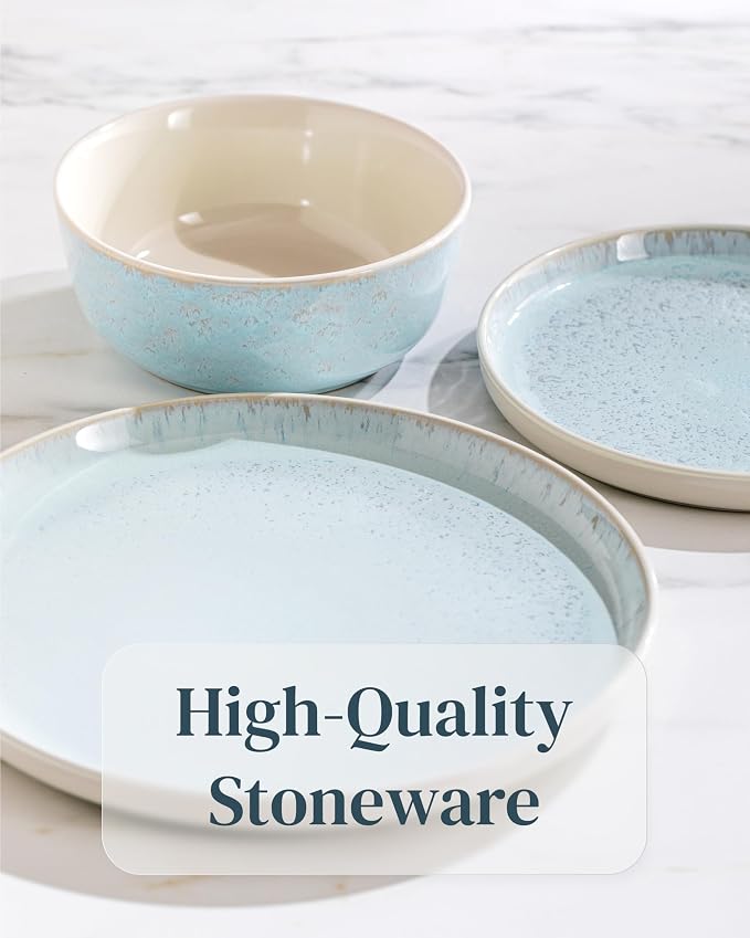PURE LIVING INTERIOR DESIGN Stoneware Coffee Mugs Set of 2, Modern Beige-Blue, 14.5 Oz, Ceramic, Dishwasher & Microwave Safe - Image 4