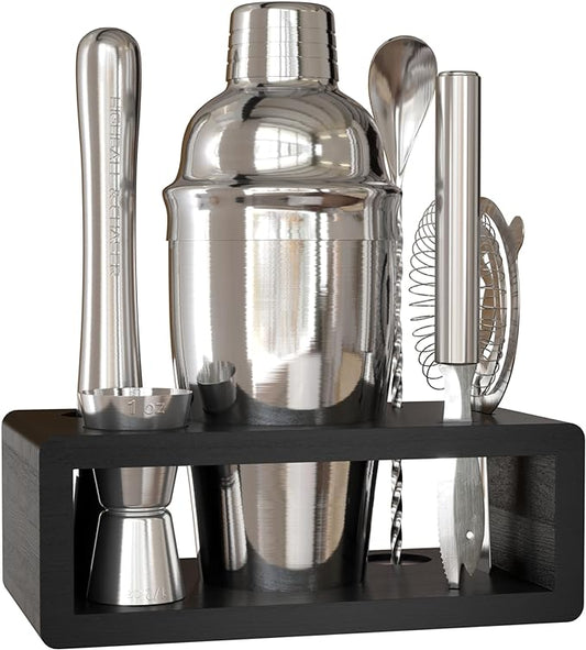 Highball & Chaser Cocktail Shaker Set: Bartender Kit for Home Bar Mixology Cocktail Bar Set Plus E-Book with 30 Recipes (Silver)