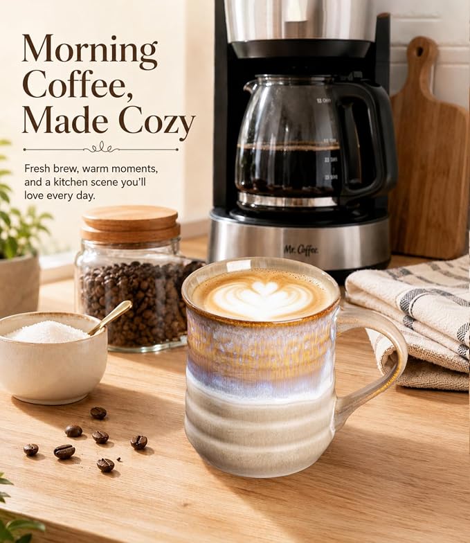 GBhome 18oz Large Coffee Mug Set of 2, Handmade Ceramic Coffee Mugs for Latte/Tea/Beer/Hot Cocoa, Dishwasher & Microwave Safe,Multi-Color - Image 4