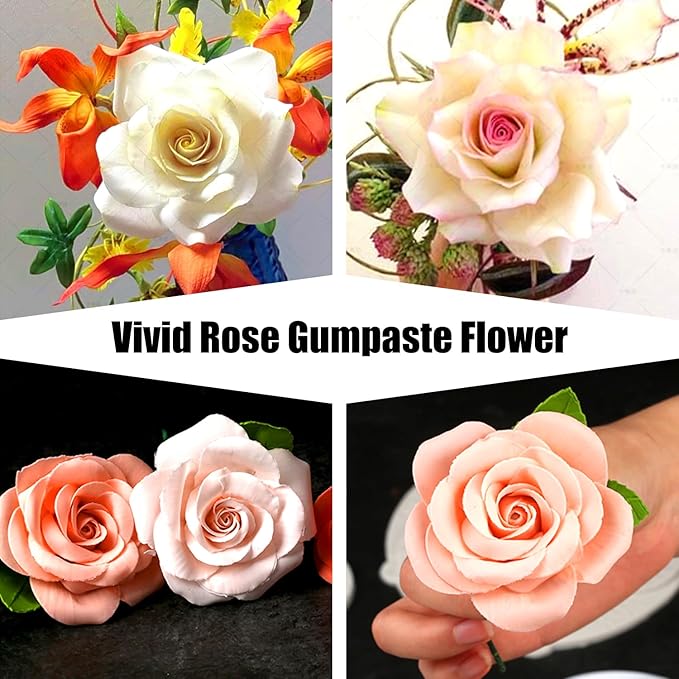 KALAIEN 11pcs set Rose Flower Cutters Set Sugar Paste Baking Mould Cookie Pastry Plunger Cutter Kitchen Tool