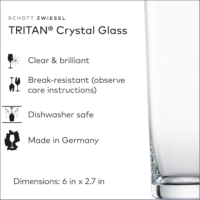 SCHOTT ZWIESEL Basic Bar Tumblers 13 Ounce (Set of 6), Medium-Sized Longdrink Glasses, Dishwasher-Safe Tritan Crystal Glasses, Made in Germany - Image 2