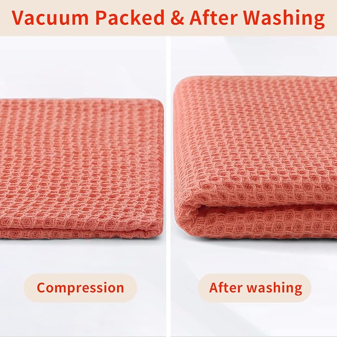 Homaxy 100% Cotton Waffle Weave Kitchen Dish Cloths 6-Pack, Coral | 12 x 12 Inches, Ultra Soft Absorbent Dish Towels, Quick Drying Dish Rags with Hanging Loop - Image 8