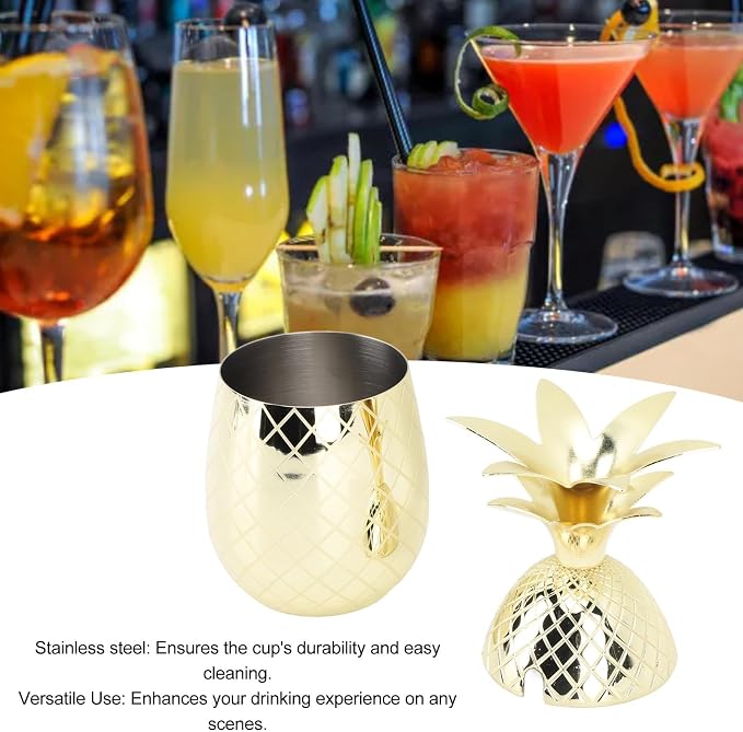 Design 500ml Stainless Steel Tumbler Cup with Lid, Reusable, Ideal for Bar and Party, Unique Cocktail Glassware (Gold) - Image 3